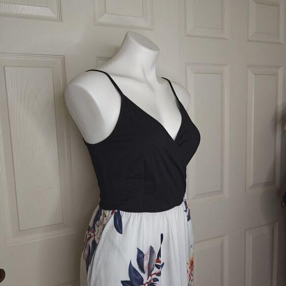 V Neck Spaghetti Strap Floral Long Maxi Dress with Pockets sz S - Picture 4 of 8